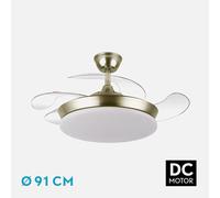 ABRILA-Ventilador DC Tridente Mini 59W Blanco| 4 Aspas Desplegables | Control Remoto | Temporizador