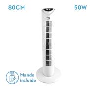 FABRILAMP Ventilador De Torre Tuka Blanco 3 Vel 50w C/remoto Oscilante Temporizador 80x25x25 Cm