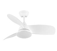 ABRILA - Ventilador DC ATOMO | Color Blanco con tres Aspas | 3 Temperaturas de Luz | con Temporizador y Mando a Distancia Incluido | Estilo Frame House y Boho Chic
