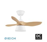 Abrila - ventilador dc cubico - blanco/haya con tres aspas- con 6 velo