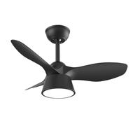 ABRILA - Ventilador DC CUBICO | Negro con tres Aspas| con 6 Velocidades Ajustables | 3 Temperaturas de Luz Seleccionables | Mando a Distancia Incluido