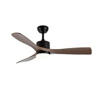 ABRILA - Ventilador DC de Techo con tres Aspas en Color Negro Azabache con Luz | con 6 Velocidades Ajustables | 3 Temperaturas de Luz Seleccionables | Mando a Distancia Incluido