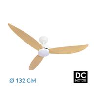 Fabrilamp Ventilador DC GENIL Blanco, 6 velocidades, 3 temp. luz memoria de color, mando a distancia