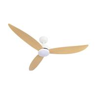 ABRILA - Ventilador DC GENIL | Color Blanco con tres Aspas en Color Haya | con 6 Velocidades Ajustables | con 3 Temperaturas de Luz con Memoria de Color | Mando a Distancia Incluido