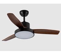 ABRILA - Ventilador DC KAVALA | Color Negro con tres Aspas Reversibles en Color Roble | 3 Temperaturas de Luz | con Temporizador y Mando a Distancia Incluido | Estilo Vintage