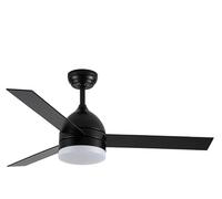ABRILA - Ventilador DC LEGIO | Color Negro con tres Aspas Reversibles en Color Negro/Roble | 3 Temperaturas de Luz | con Temporizador y Mando a Distancia Incluido | Diseño Elegante con Líneas Rectas