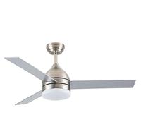 ABRILA - Ventilador DC LEGIO | Color Níquel con tres Aspas Reversibles en Color Plata/Haya | 3 Temperaturas de Luz | con Temporizador y Mando a Distancia Incluido | Diseño Elegante con Líneas Rectas