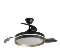 ABRILA- Ventilador DC Mandarin Negro/Oro| Luz Regulable 3000-6000K | 72W | Aspas Desplegables | Mando a Distancia + Temporizador