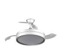 ABRILA- Ventilador DC Mandarin Plata| Luz Regulable 3000-6000K | 72W | Aspas Desplegables | Mando a Distancia + Temporizador