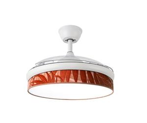 ABRILA - Ventilador DC MODA | Color Blanco con tres Aspas Desplegables ABS y Difusor de Hoja Caldera | 6 Velocidades Ajustables | 3 Temperaturas de Luz | con Temporizador y Mando a Distancia Incluido