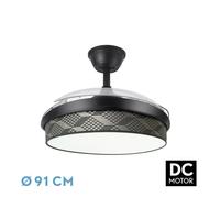 Abrila Moda Negro/Tetris Gris - Ventilador De Techo Aspas Retráctiles 72 W F