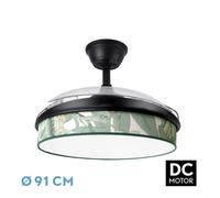 Abrila - ventilador dc moda - color negro con tres aspas desplegables