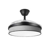 ABRILA - Ventilador DC MODA | Color Negro con tres Aspas Desplegables ABS (Negro/Gris)