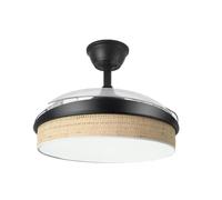 Ventilador Techo 108cm 72W Fabrilamp MODA Aspas retráctiles Luz DC Mando Negro Cañizo Claro