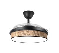 Ventilador dc moda 72w negro/cañizo oscuro 108d 3aspas 7200lm 3000k,4000k,6000k remoto+memoria+temporizador