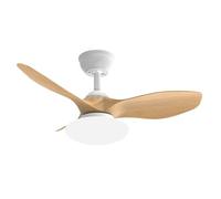 ABRILA - Ventilador DC PARAMO | Blanco/Haya con tres Aspas| con 6 Velocidades Ajustables | 3 Temperaturas de Luz Seleccionables | Mando a Distancia Incluido