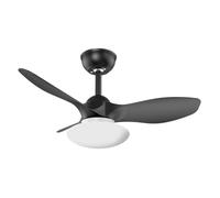 Abrila - Ventilador DC PARAMO | Negro con tres Aspas| con 6 Velocidades Ajustables | 3 Temperaturas de Luz Seleccionables | Mando a Distancia Incluido