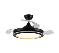 ABRILA - Ventilador DC PICOLO | de Techo con tres Aspas en Color Negro y Oro con Luz | con 6 Velocidades Ajustables | 3 Temperaturas de Luz Seleccionables| Mando a Distancia Incluido