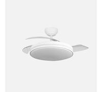 ABRILA - Ventilador DC Relámpago 60W | 3 Aspas Desplegables | LED Integrado | Control Remoto | Regulable en Intensidad | Temporizador | 36x48/107 cm