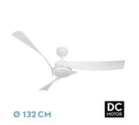 ABRILA - Ventilador DC TARENTO | Color Blanco con tres Aspas | con 6 Velocidades Ajustables | con 3 Temperaturas de Luz con Memoria de Color | Mando a Distancia Incluido