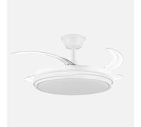 ABRILA Ventilador DC TEMPANO Blanco, 3 aspas desplegables, 6 vel., 3 tonos de luz, mando a distancia