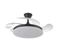 ABRILA-Ventilador DC Tridente 59W Cuero| 4 Aspas Desplegables | Luz LED Regulable | Control Remoto + Temporizador