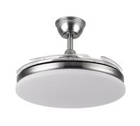 ABRILA-Ventilador DC Tridente 59W Niquel| 4 Aspas Desplegables | Luz LED Regulable | Control Remoto + Temporizador