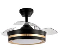 ABRILA - Ventilador DC VIPER | Color Negro/Color Oro con tres Aspas Desplegables | Ventilador 6 Velocidades Ajustables | con 3 Temperaturas de Luz | Mando a Distancia Incluido