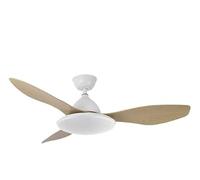 ABRILA- Ventilador DC Yael 72W | Blanco/Haya | Luz LED | 6 Velocidades | Control Remoto | Temporizador