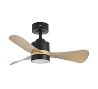 ABRILA - Ventilador DC ZEPELIN (Negro/Madera Clara)