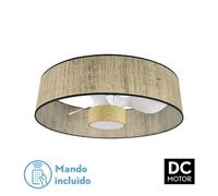 Iluminashop Ventilador de Techo con Luz LED y Mando 24W Canizo/Blanco Haya Motor DC