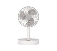 ABRILA- Ventilador Inalámbrico DC Portátil Jerico | Blanco/Gris | 5W | Recargable | Orientable | 3 Velocidades | Diseño Compacto