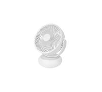 ABRILA- Ventilador Inalámbrico Sobremesa Bengali Blanco | 5W | 3 Velocidades | Recargable con Luz LED y Alimentación USB | Fijo y Rotatorio
