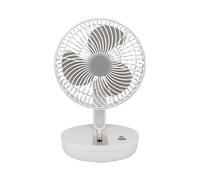ABRILA- Ventilador Inalámbrico Sobremesa Pacheco | Blanco/Gris | 5W | 3 Velocidades | Recargable con Luz LED
