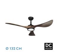 Abrila - Ventilador DC VIANA | Color Negro tres Aspas en Color Roble | 6 Velocidades Ajustables | 3 Temperaturas de Luz con Regulador | con Temporizador Programable y Mando a Distancia Incluido