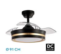 Abrila Viper Negro / Oro - Ventilador De Techo Aspas Retráctiles 48 W F