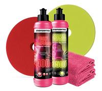 Abrillantador de coche Bundle Cut&Finish Deluxe | Menzerna Lady Line - Heavy Cut Compound 400 250 ml + Super Finish 3500 250 ml + 2 x menzerna pulidora 150 mm + 2 x paño detailmate | Lady Edition Set
