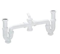 ABRISA 00000000 Sifon Doble con Racor 1 1/2" Salida Ø 40 Mm Extensible, Blanco