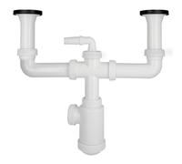 ABRISA Sifon Doble Con Valvula Extensible 1-1/2" Con Sumideros De Ø 70 mm. Sifon Fregadero Cocina, Sifon Evacuación