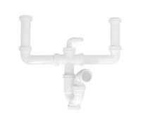 ABRISA 00000000 Sifon Doble Extensible con Dos Evacuaciones 1 1/2" Salida De Ø 40 Mm, Blanco