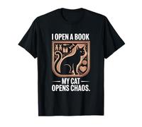 Abro un Libro Mi Gato Abre el Caos Lectura Divertida Camiseta