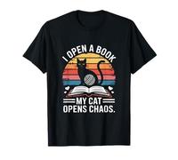 Abro un Libro Mi Gato Abre el Caos Lectura Divertida Camiseta