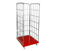 Abrollwerk Carrito con ruedas de 1650 mm, 3 caras, galvanizado, color azul, solución de transporte de almacenamiento para máxima onstrucción estable, ideal para almacenes y logística