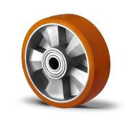 Abrollwerk Rueda empotrada resistente, llanta de aluminio, poliuretano, diámetro 160 mm, doble rodamiento de bolas, carga dinámica 600 kg (rueda empotrada) Marrón