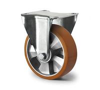 Abrollwerk Rueda fija para cargas pesadas, llanta de aluminio, poliuretano, diámetro 125 mm, doble rodamiento de bolas, carga dinámica 500 kg (rueda fija)