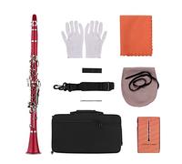 ABS 17- Key Clarinet BB Piso Con Motivos De Transporte Guantes De Limpieza De Tela De Limpieza Caso 10pcs Reeds Clarinetes (Color : Crimson)