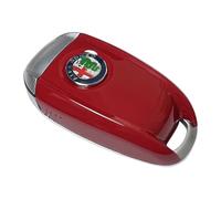 ABS Carbon Fiber Style 3D Color Black Logo Car Smart Remote Key Fob Cover Case Replace for Alfa Romeo Giulia Stelvio Tonale (Color Logo, Red)