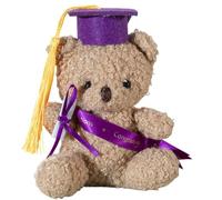Abschlussbär - Birrete académico Cosido, Lindo Soporte para Diploma de Peluche posgrado, Escritorio niños Maskotte, Recuerdo algodón abrazable Pana | Regalo Mascota Estudiantes y compañeros