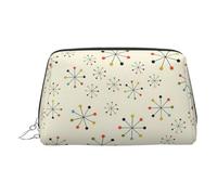 Absctract - Neceser de aseo espacial con patrón geométrico, bolsa de maquillaje portátil de viaje, piel de PVC, con compartimentos, Silver, Talla única