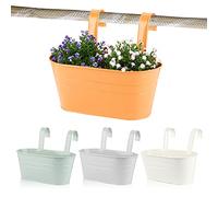 ABSDON 4 PCS Maceta de Metal Colgante con Soporte Extraíble Cubo Macetero Plantador de Color Gris con Gancho Doble Decoración del Balcón Jardín Patio Pared Hogar Terraza con Flores y Plantas